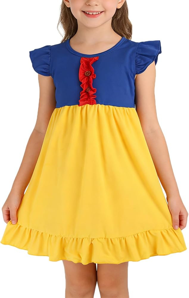 Toddler Girls Cotton Princess Dress Multi-Color Flutter Sleeve Summer Outfits 3-8Y | Amazon (US)