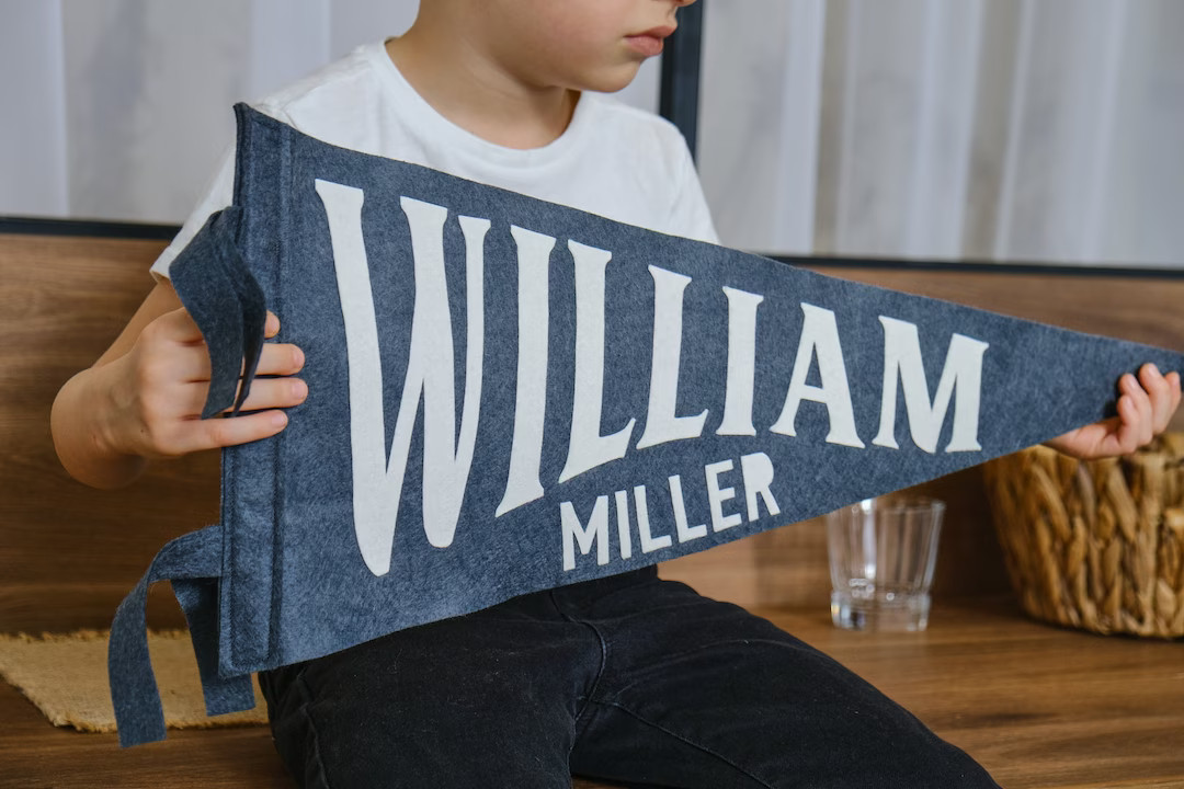 Custom Felt Pennant – Vintage Style Flag – Personalized Name Wall Decor for Nursery - Etsy | Etsy (US)