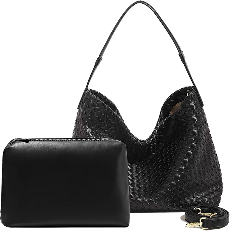 JINMANXUE Women Boston Bag, Woven Hobo Tote Handbag and Purses, Female Satchel Messenger Bags, Fa... | Amazon (US)