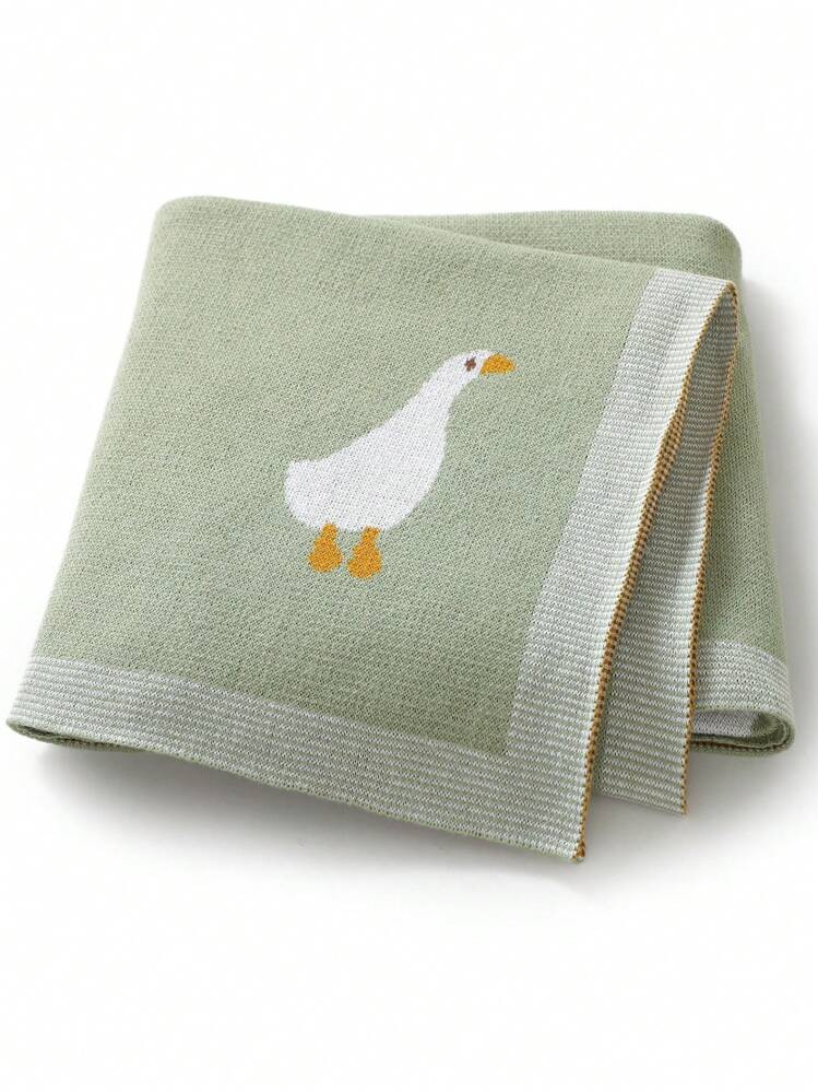 Infant Knitted Blanket, Cute Cartoon Goose Jacquard Baby Swaddle Wrap Stroller Quilt Nap Blanket, 4 Seasons Love Valentine | SHEIN
