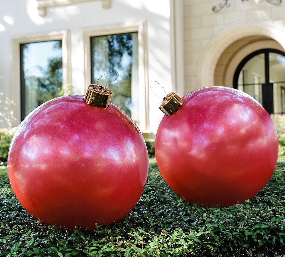 Festive Red Decorative Holiballs, 30"" Diam., Set of 2 | Pottery Barn (US)