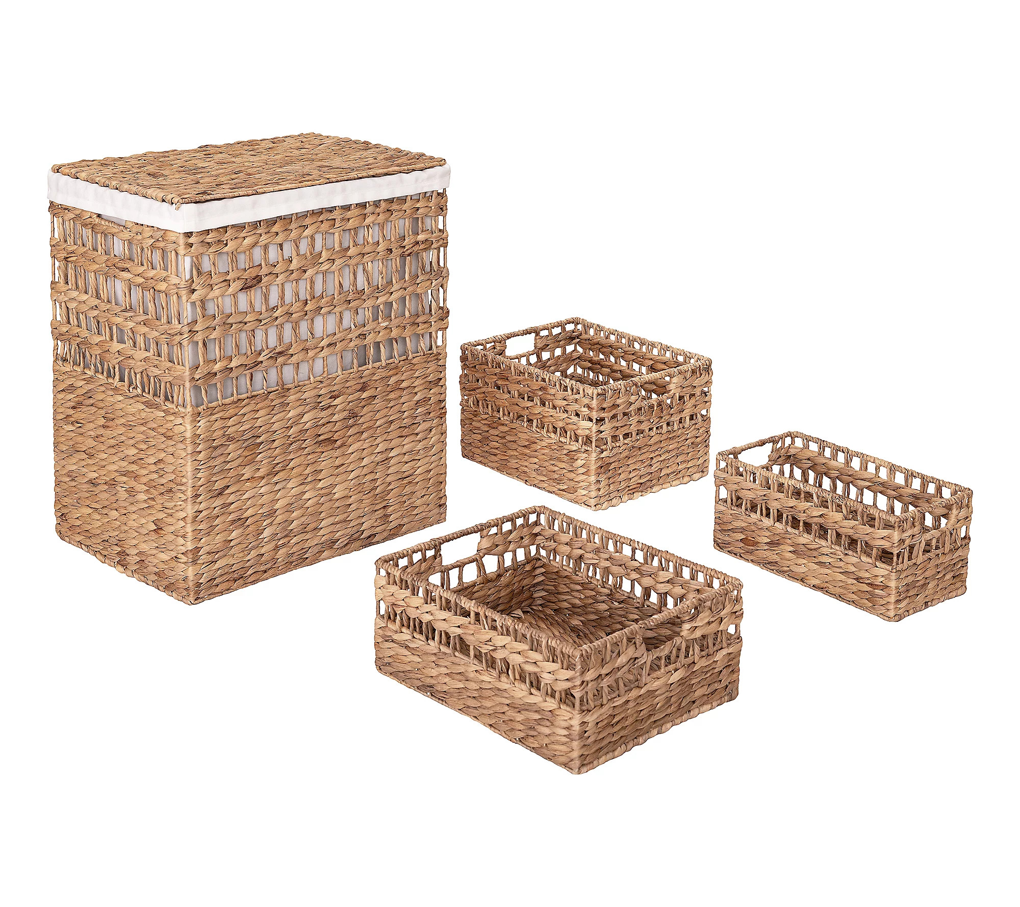 Seville Classics 4pc Water Hyacinth Laundry Ham per/Basket Set | QVC