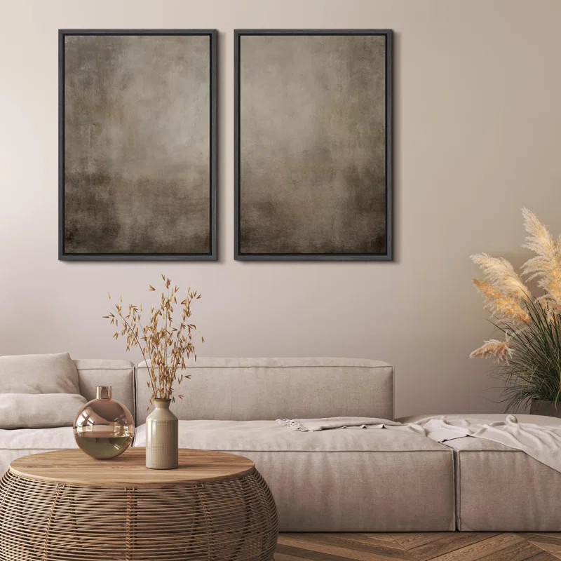 " Monochromatic Gradient Abstract Minimalist Gray " 2 - Pieces | Wayfair North America