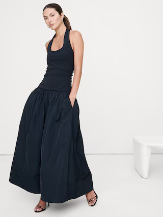 Jersey & Taffeta Halter Maxi Dress | Banana Republic (US)