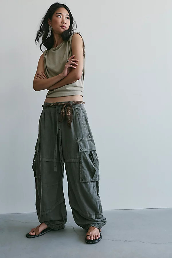 We The Free Reef Curved Linen Cargo Pants | Free People (Global - UK&FR Excluded)