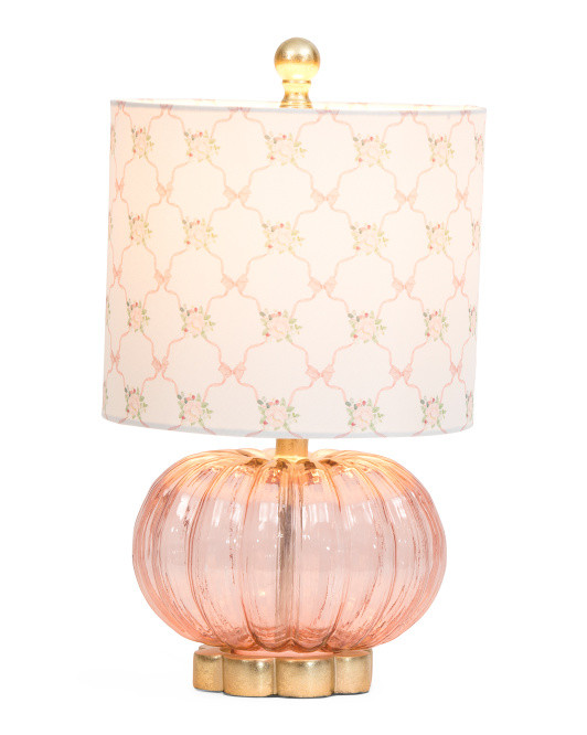 17in Luster Glass With Bow Printed Shade Table Lamp | TJ Maxx