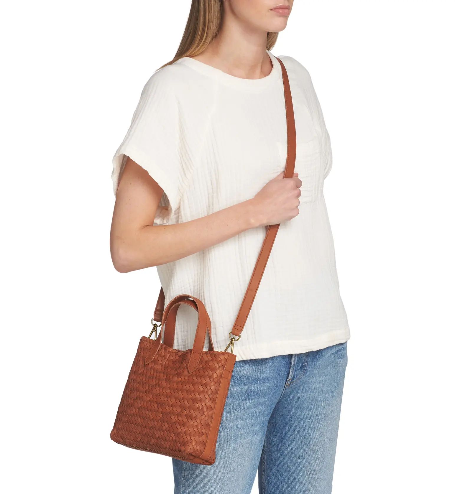The Small Transport Crossbody: Woven Leather Edition | Nordstrom