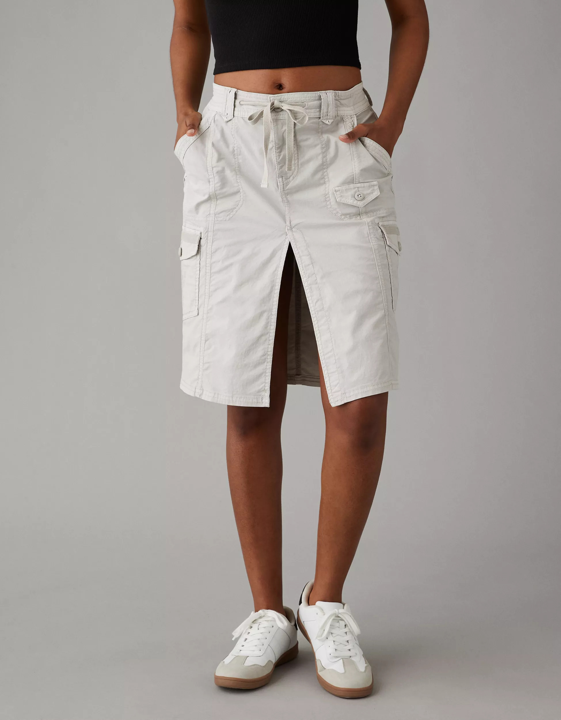 AE Snappy Stretch Low-Rise Cargo Midi Skirt | American Eagle Outfitters (US & CA)