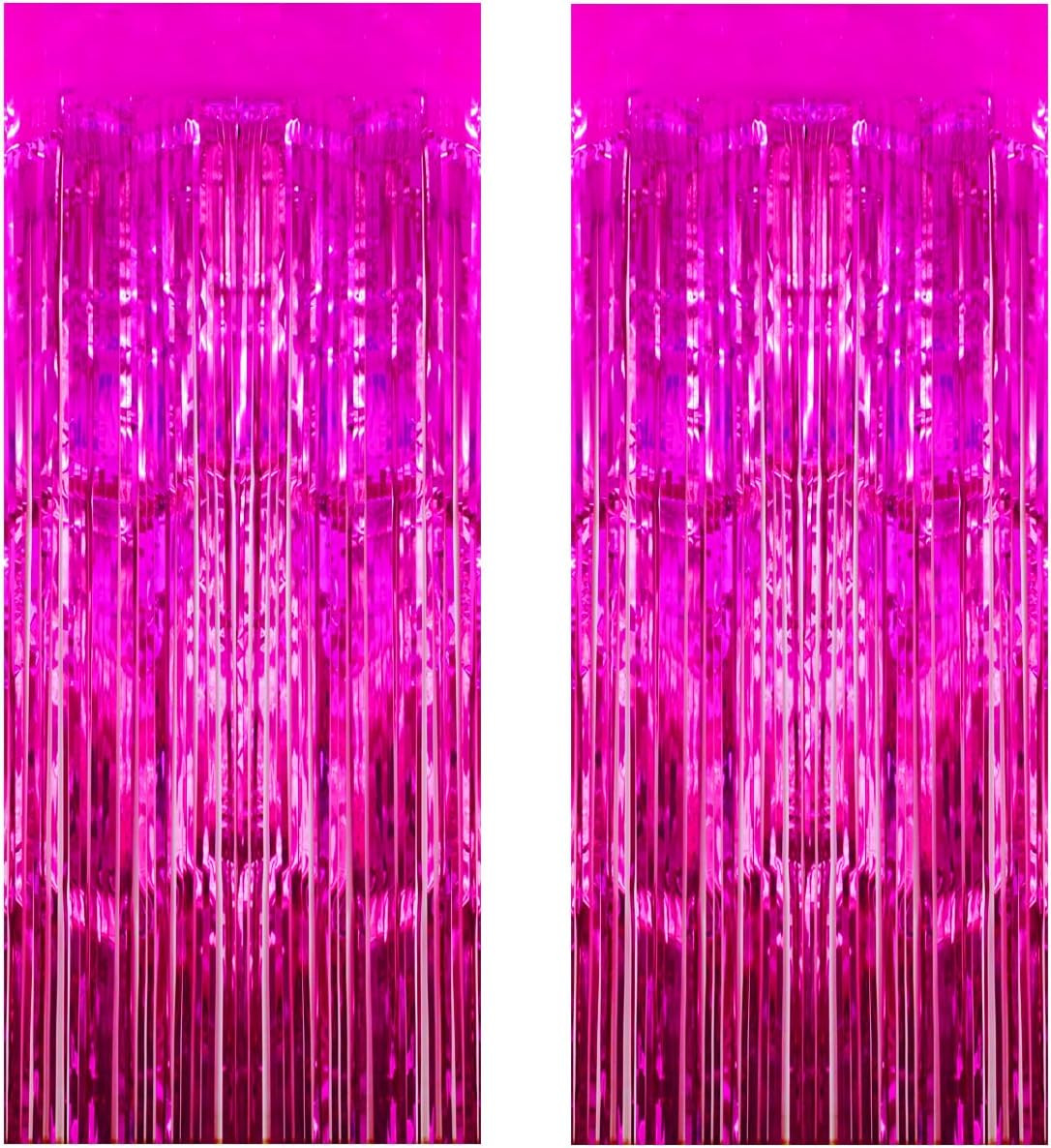 Hot Pink Barbie Party Decorations Foil Fringe Curtain, 2PCS 3.28x 8.2FT Tinsel Door Curtains Phot... | Amazon (US)