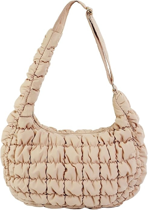 Quilted Puffer Purse for Women Crescent Bag Small Puffer Shoulder Bag Puffy Hobo Bag | Amazon (US)