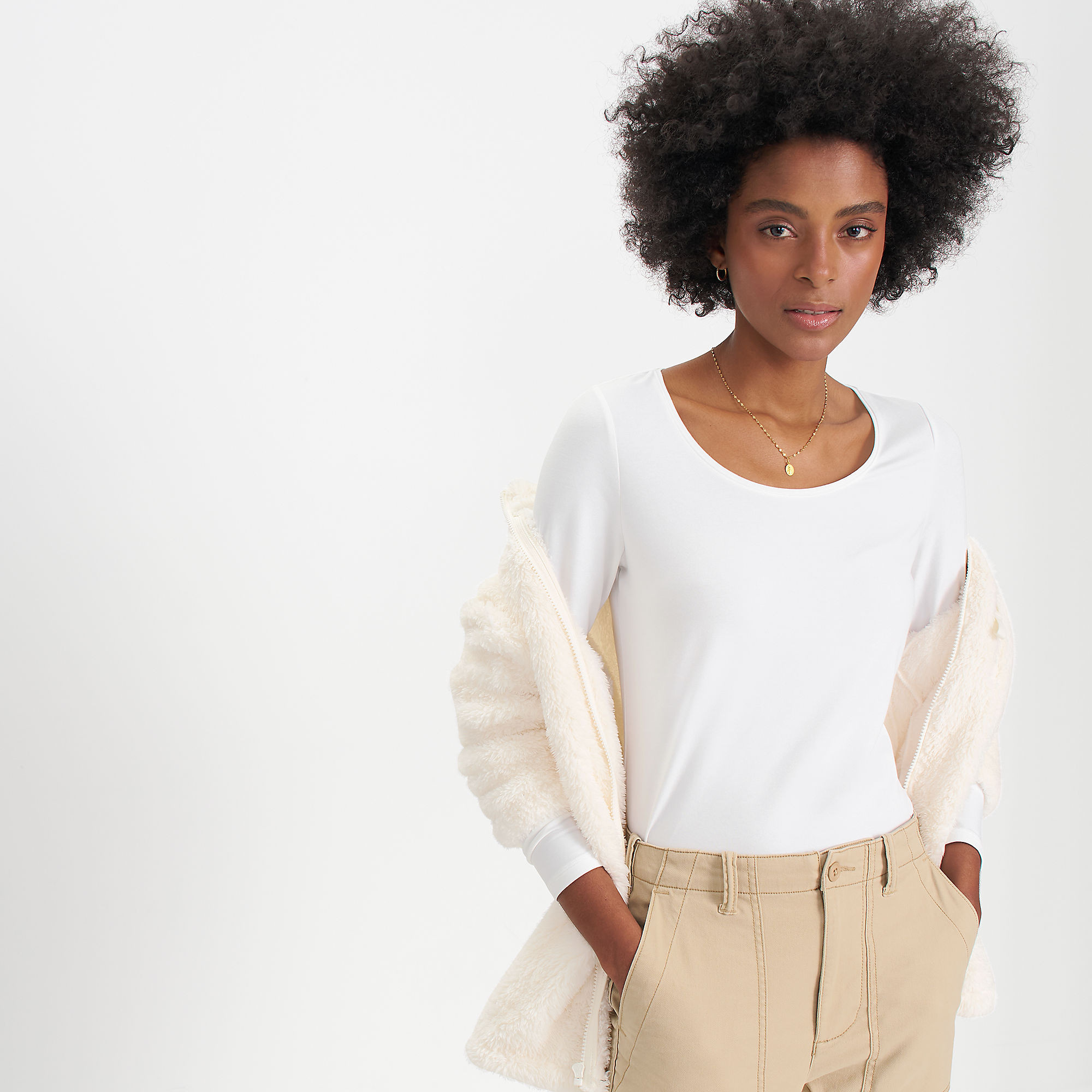 Women's Lightweight Jersey Skimming Long Sleeve Scoop Neck T-shirt | Lands' End (US)