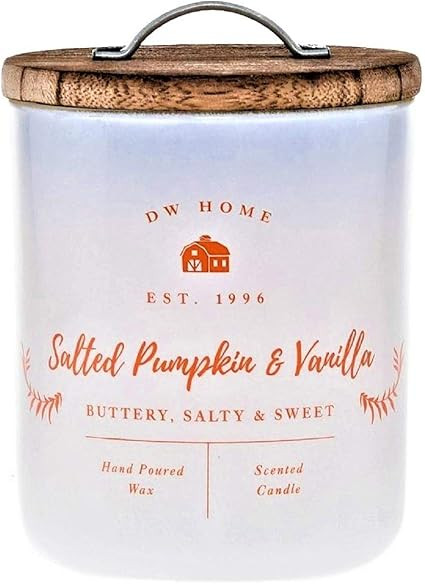 DW Home Richly Scented Candle Salted Pumpkin + Vanilla in Glass Jar with Wooden Lid, 8.5 Oz. | Amazon (US)