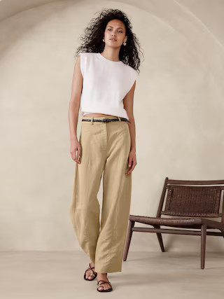 High-Rise Barrel Tencel™-Linen Pant | Banana Republic (US)