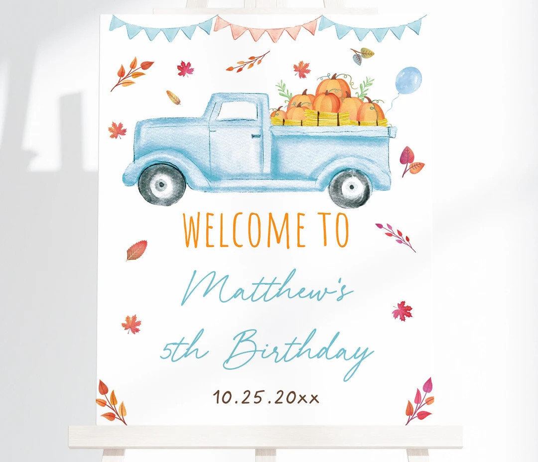 Editable Pumpkin Birthday Welcome Sign Fall Harvest Pumpkin - Etsy | Etsy (US)