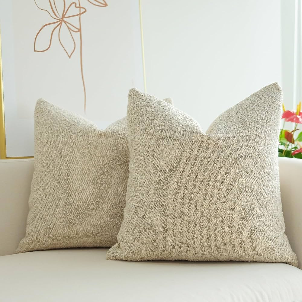 JOJUSIS Pack of 2 Textured Boucle Throw Pillow Covers Accent Solid Pillowcovers Home Decor 20 x 2... | Amazon (US)