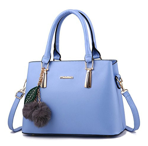 Dreubea Women's Leather Handbag Tote Shoulder Bag Crossbody Purse (Sky Blue…) | Amazon (US)