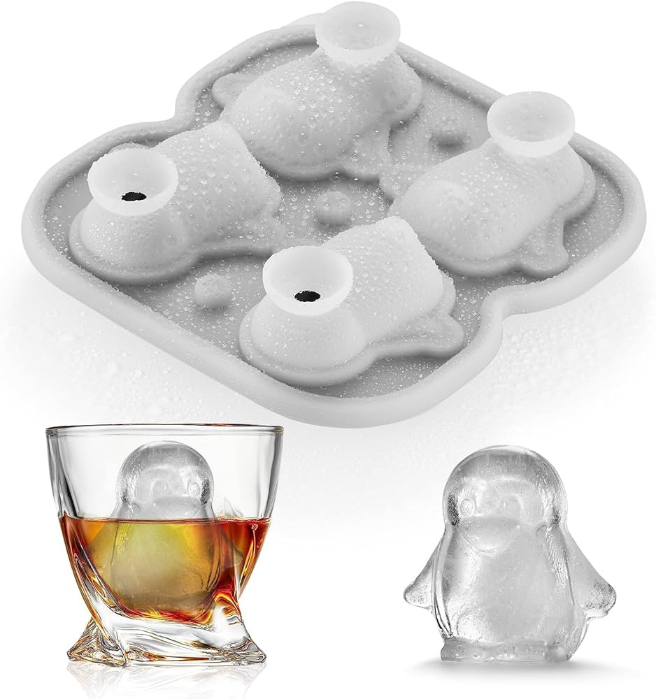 Penguins Ice Cube Tray Fun Shapes, Odd Novelty Cute Penguin Gifts, 2.2" Large Silicone Whiskey Ic... | Amazon (US)