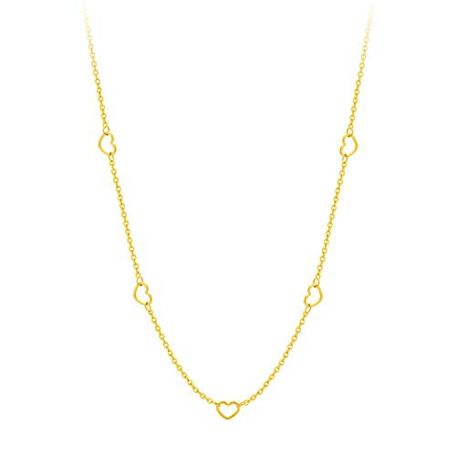 555Jewelry Womens Stainless Steel Chain Link Multiple Hollow Love Heart Shape Section Pendant Single Clasp Lock Jewelry Accessory Ladies Women Adults Necklace, Yellow Gold 20 Inch | Amazon (US)