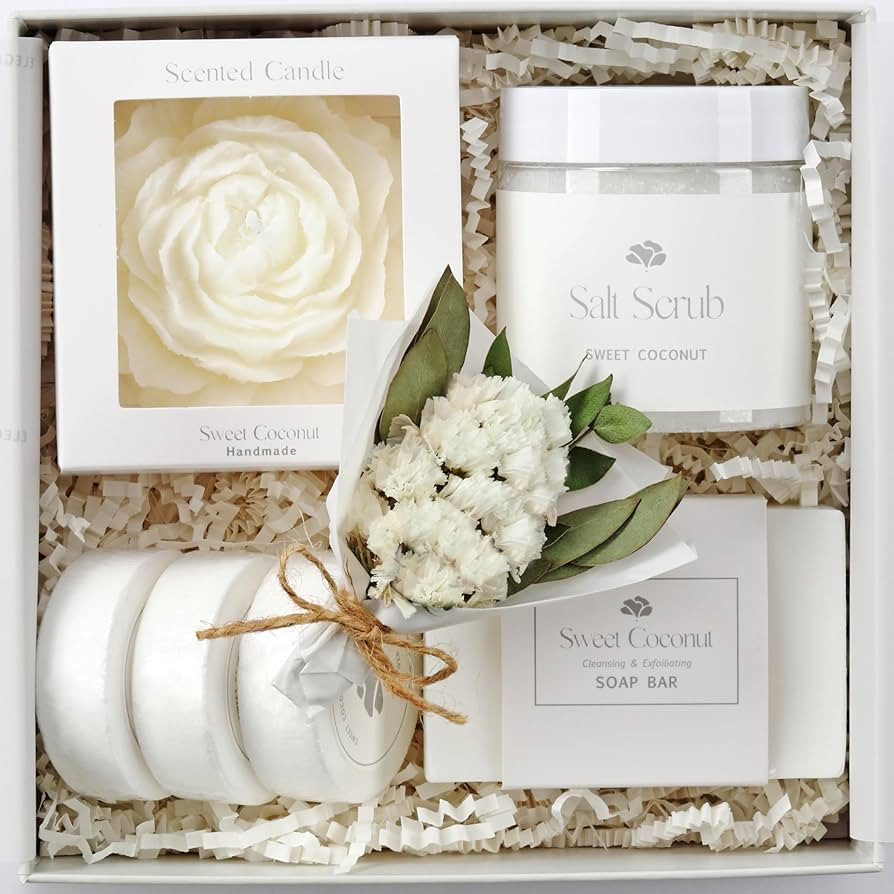 Mothers Day Spa Basket for Women – Sweet Coconut Luxury Candle & Bath Set, Handmade Self Care B... | Amazon (US)