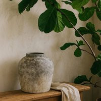 Wyld Haus Sunvale Aged Stoneware Ceramic Vase in Stone | Debenhams UK