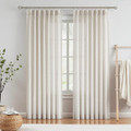 Click for more info about Vision Home Natural Pinch Pleated Semi Sheer Curtains Textured Linen Blended Light Filtering Wind...