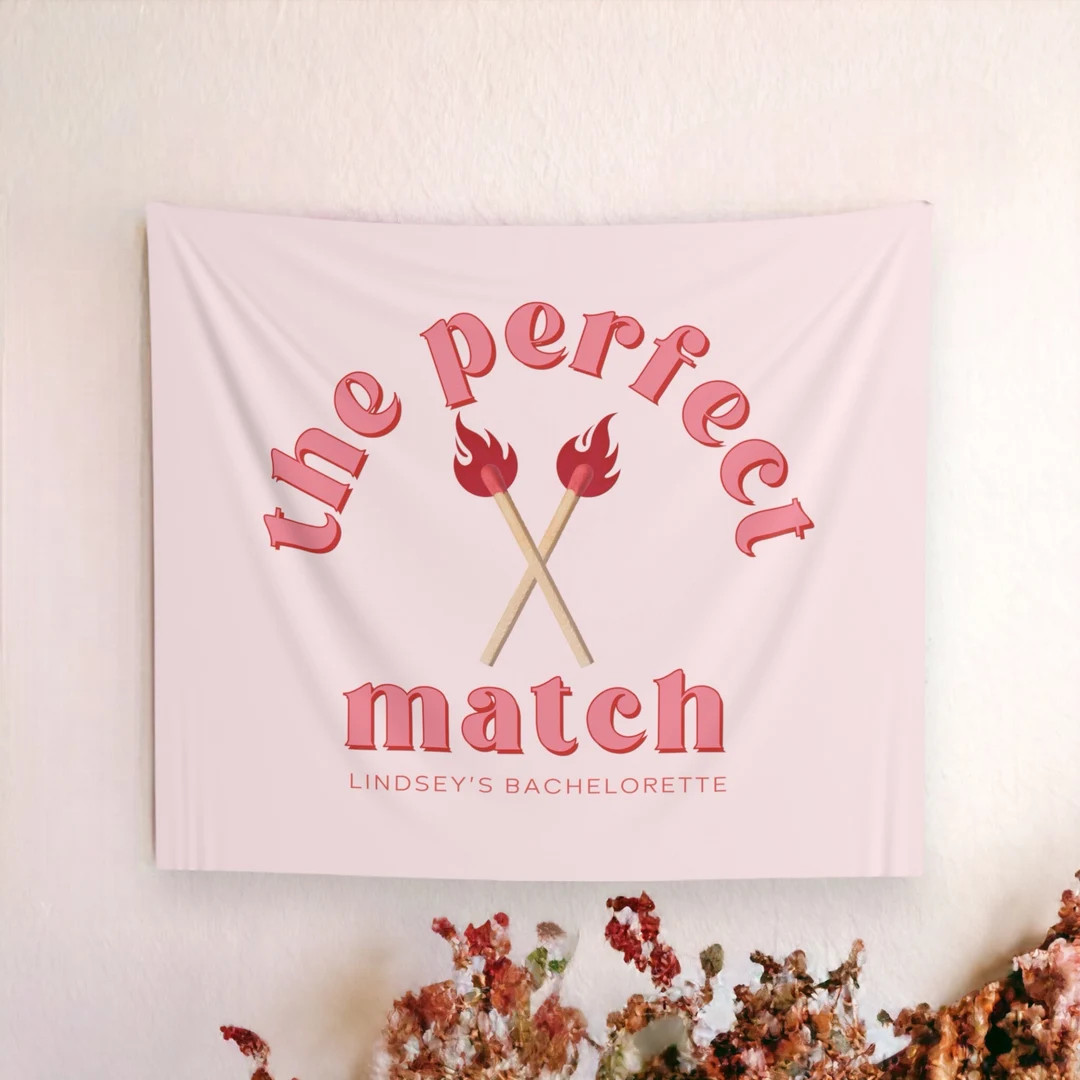 Perfect Match Bachelorette Party Banner Valentine's Day Bachelorette Backdrop Match Made in Heave... | Etsy (US)