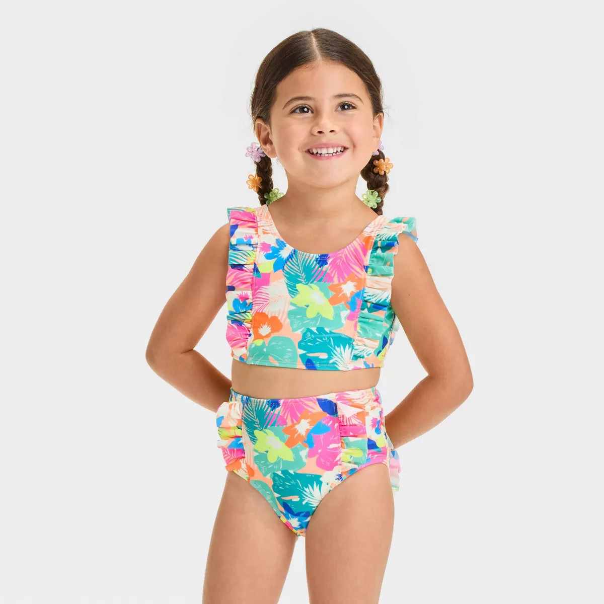 Toddler Girls' Floral Printed Ruffle Bikini Set - Cat & Jack™ 5T | Target