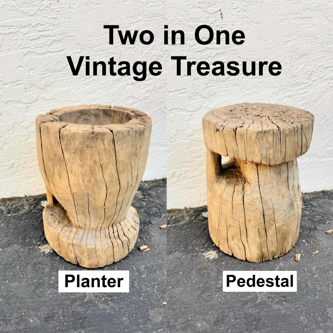 Rustic Vintage Wood Planter,wabi-sabi Vase,farmhouse Pedestal,vintage Pedestal, Wabi-sabi Decor,f... | Etsy (US)