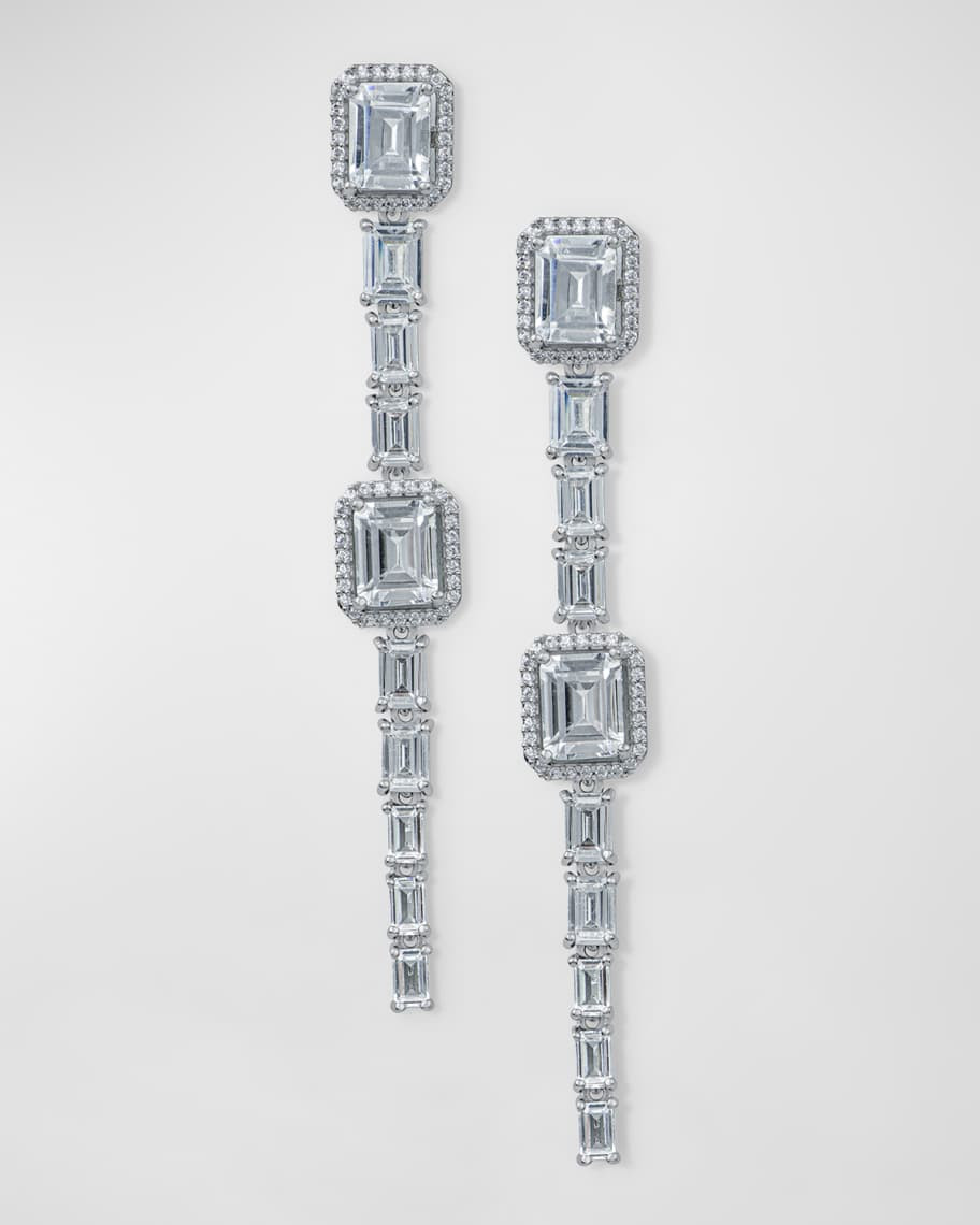 Kenneth Jay Lane Emerald-Cut Pave Cubic Zirconia Dramatic Swing Earrings | Neiman Marcus