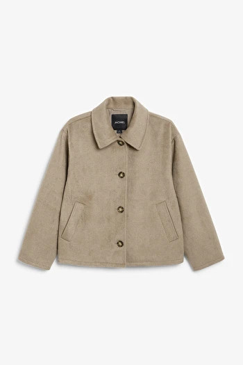 Beige shirt collar buttoned jacket | Monki