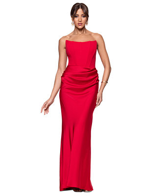 Women's Mixed-Media Strapless Corset Gown | Macy's