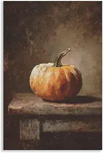 Pumpkin Still Life Print Poster, Rustic Autumn Harvest Canvas Wall Art, Dark Farmhouse Fall Wall ... | Amazon (US)