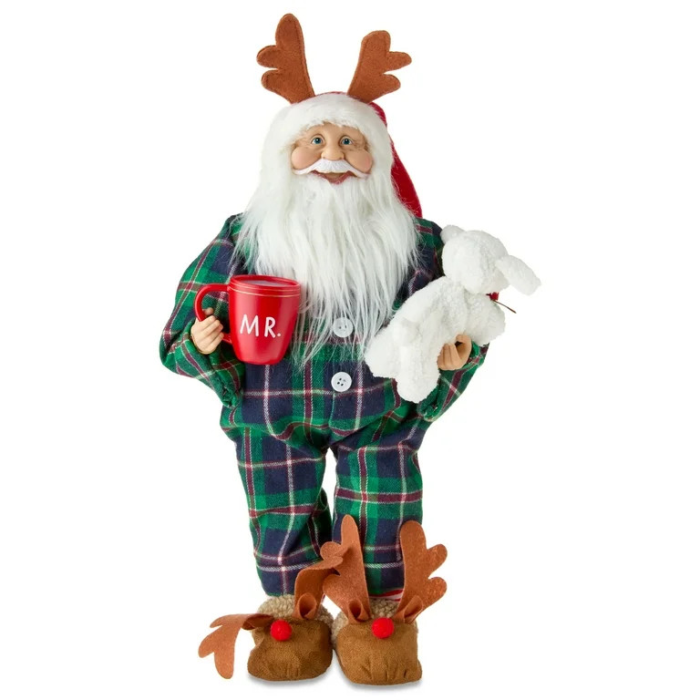 Pajama Santa with Antlers Christmas Tabletop Decoration, Multicolor, 18", by Holiday Time | Walmart (US)