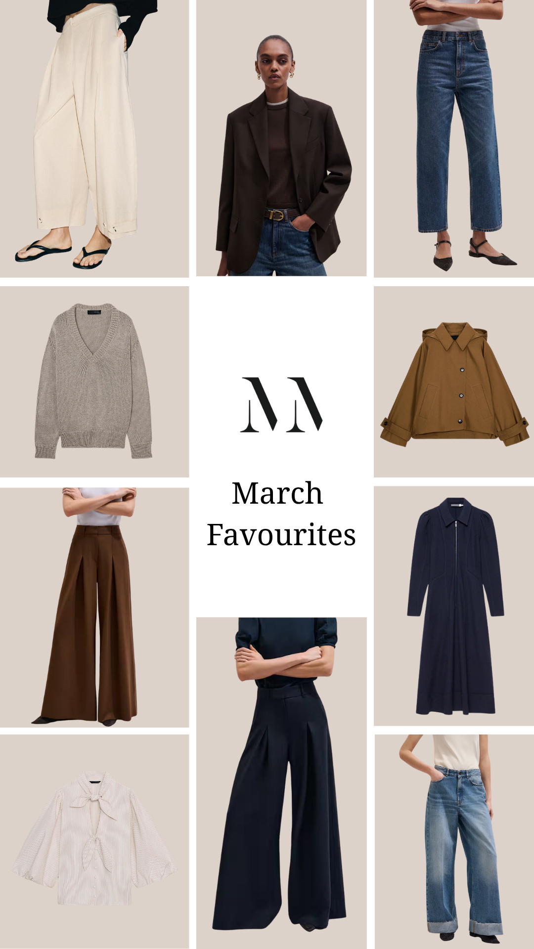 Shop my March Bestsellers
LTK Denim, Cropped Trench, Brown Outfit, Beige Trousers, Cropped Jeans, Striped Blouse, Grey Knit  

 #LTKuk #LTKspring #LTKeurope