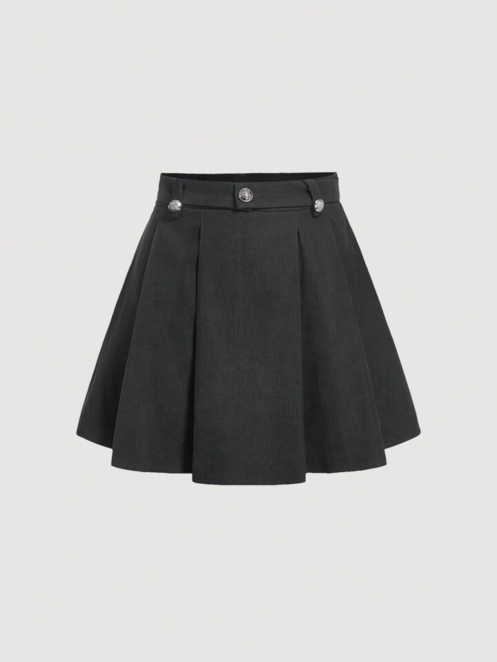 SHEIN MOD Solid Fold Pleated Skirt | SHEIN