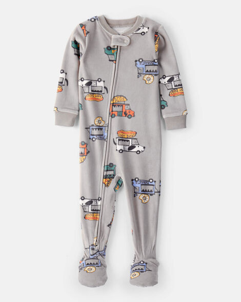 Toddler Boy Food Truck DreamPlush Snug Fit Long-Sleeve 1-Piece Pajamas - Grey | Carter's Inc