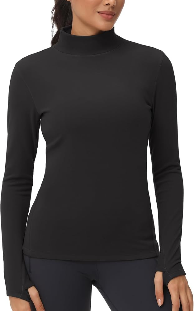THE GYM PEOPLE Women's Mock Turtleneck Long Sleeve Shirts Fleece Thermal Underwear Pullover Tops ... | Amazon (US)