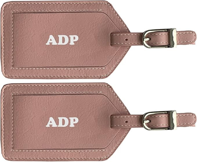 Personalized Monogrammed Leather Luggage Tags - 2 Pack | Amazon (US)