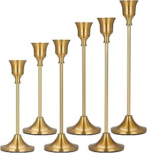Hatway Brass Candle Holders Set of 6 for Taper Candles Holders Candle Holders Decorative Candlest... | Amazon (US)