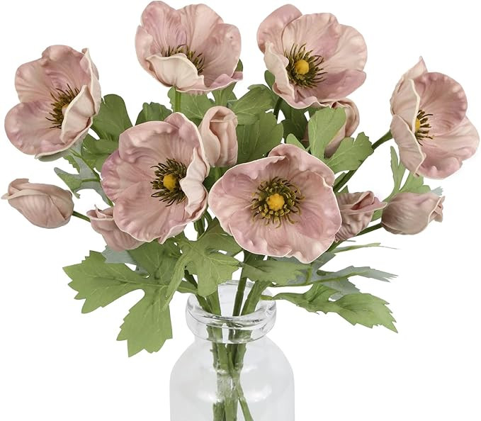 IPOPU 6pcs Artificial Poppies PU Real Touch Fake Poppy Flowers Faux Flowers with Stems for Vase T... | Amazon (US)