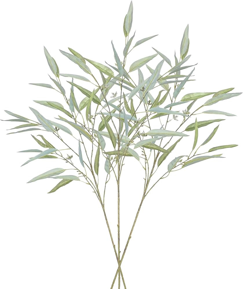 3PCS 40" Tall Artificial Eucalyptus Stems Faux Greenery Stems Decor Eucalyptus Branches for Vase ... | Amazon (US)