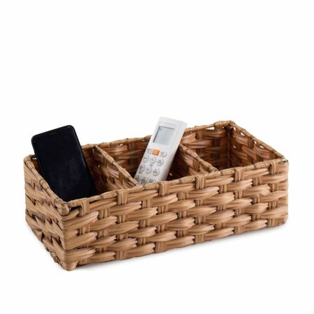 Draliance 3-Section Rectangle Wicker Basket | Faux Rattan Over The Toilet Paper Storage For Bathroom | Walmart (US)