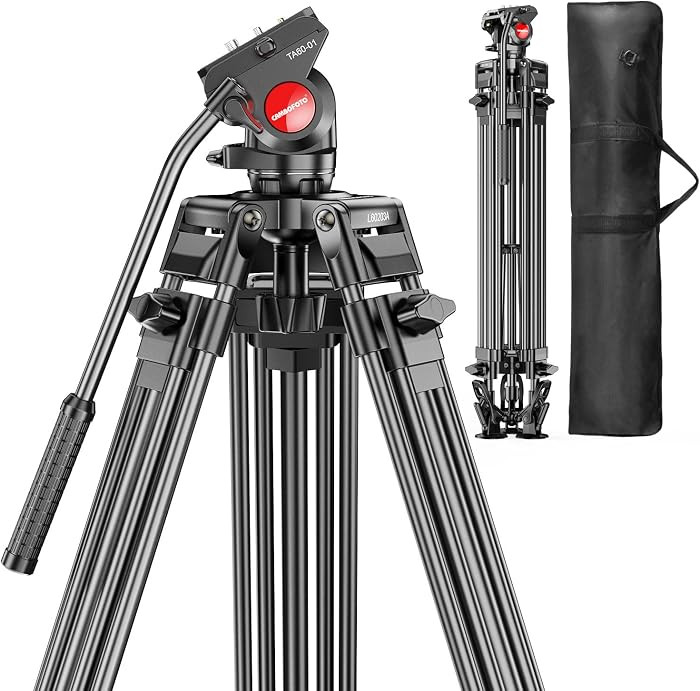 CAMBOFOTO 74"/190cm Video Tripod, Heavy Duty Tripod for Camera, Fluid Head | Amazon (US)