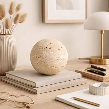 Natural Travertine Ball Decor, Stone Sphere Accent for Coffee Table Shelf | Amazon (US)