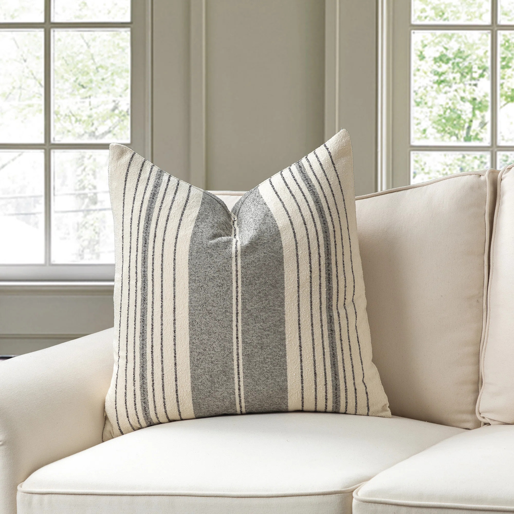French Stripe Striped Cotton Blend Pillow Cover (Set of 2) | Wayfair North America