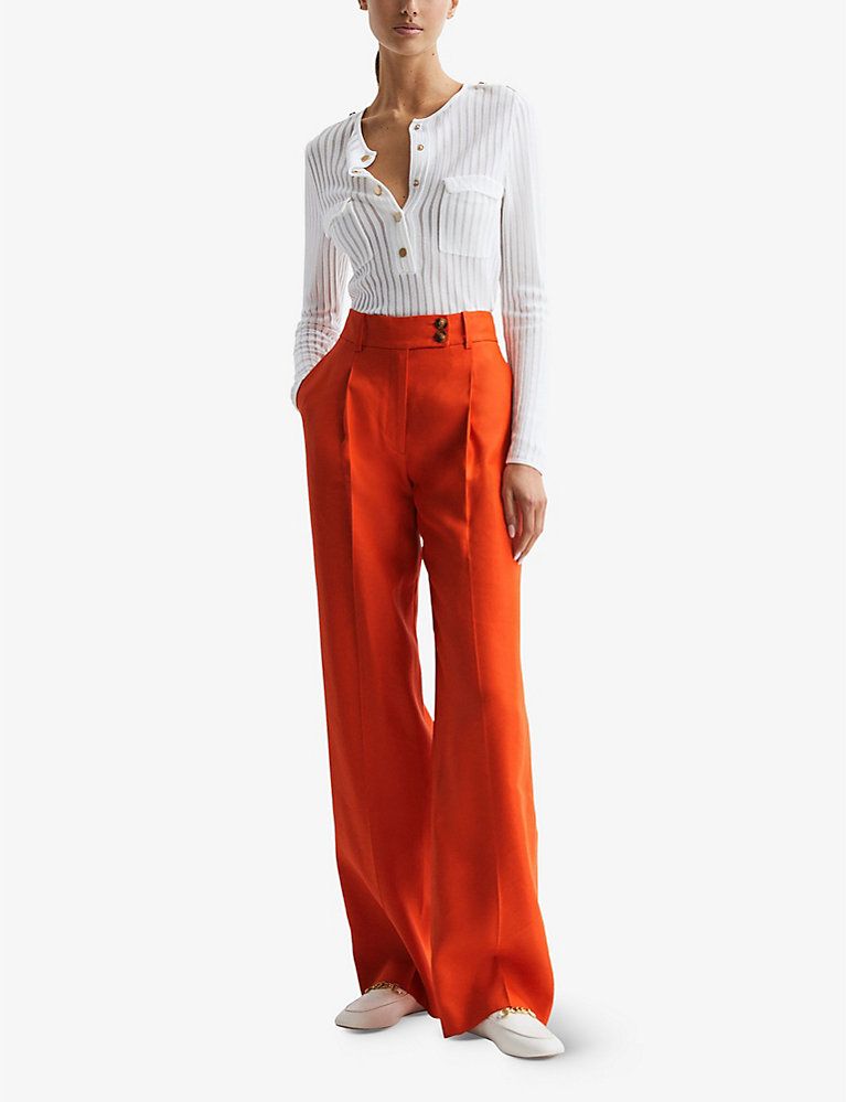 Hollie high-rise linen-blend trousers | Selfridges