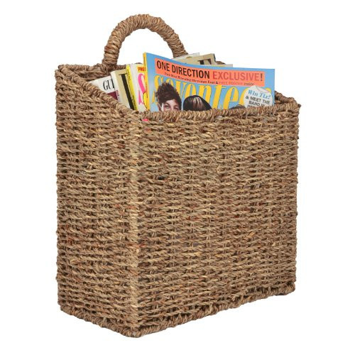 MyGift 12.5 Inch Rustic Woven Wall Hanging Storage Basket, Large Decorative Baskets, Magazine and Mail Organizer Basket | Amazon (US)