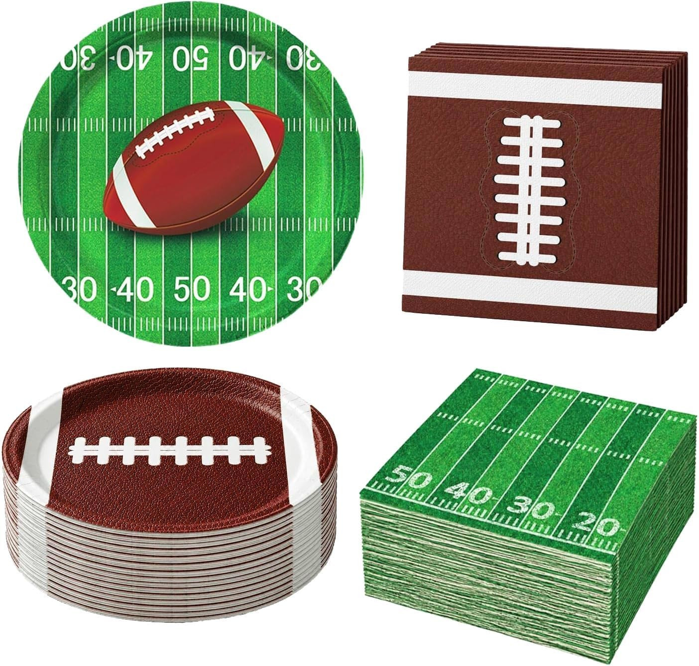 100 PCS Football Party Supplies, Football Plates and Napkins Set with 50 9-Inch Dinner Plates and 50 Napkins, Football Party Decorations for Game Day, Football Birthday and Tailgate Parties | Amazon (US)