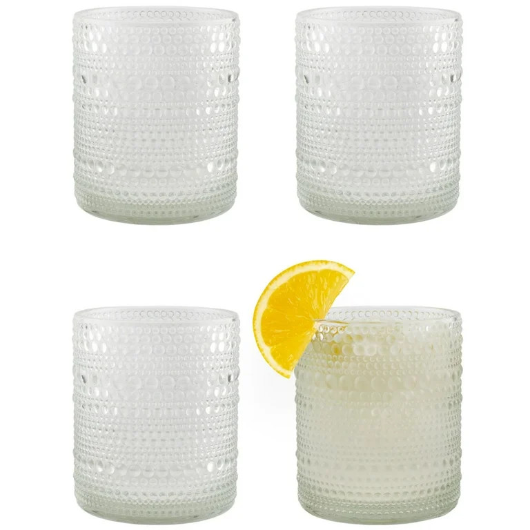 Darware Little Hobnail Drinking Glasses (6oz, 4pk, Clear); Old-Fashioned Beverage Glasses for Tab... | Walmart (US)