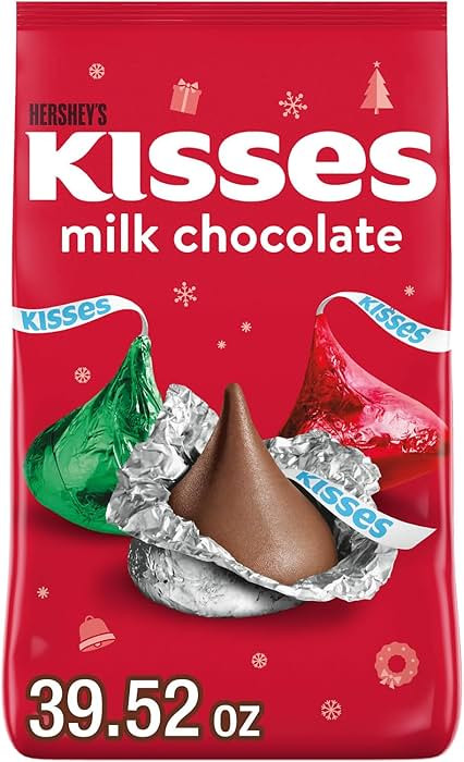 HERSHEY'S KISSES Milk Chocolate, Christmas Candy Bulk Bag, 39.52 oz | Amazon (US)
